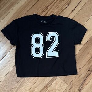 art class Black Tee with White Number Print